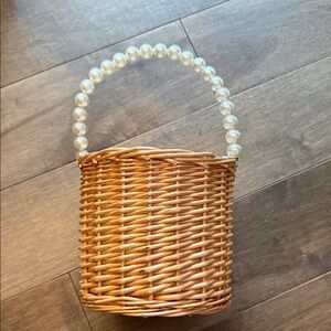 Wicker Basket with Pearl Handle